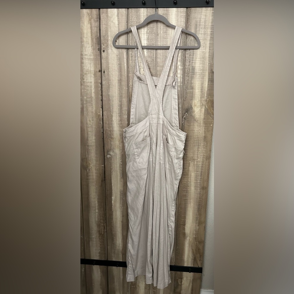 Evereve Beth Cream Linen Blend Wide Leg Crop overalls, 31 - Picture 5 of 8